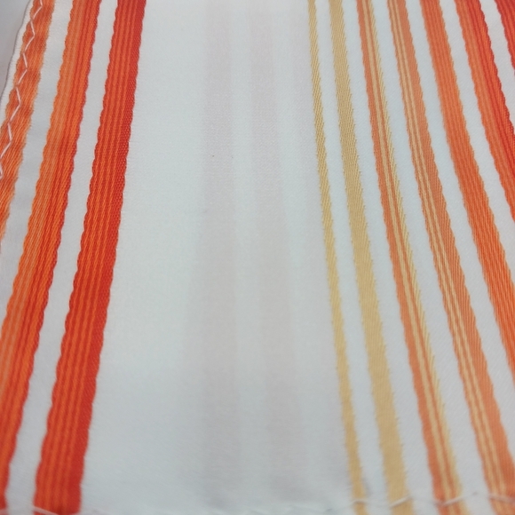 Berlioni Italy Striped Mens Tie & Pocket Square Orange White Set Microfiber 60” - Picture 2 of 10